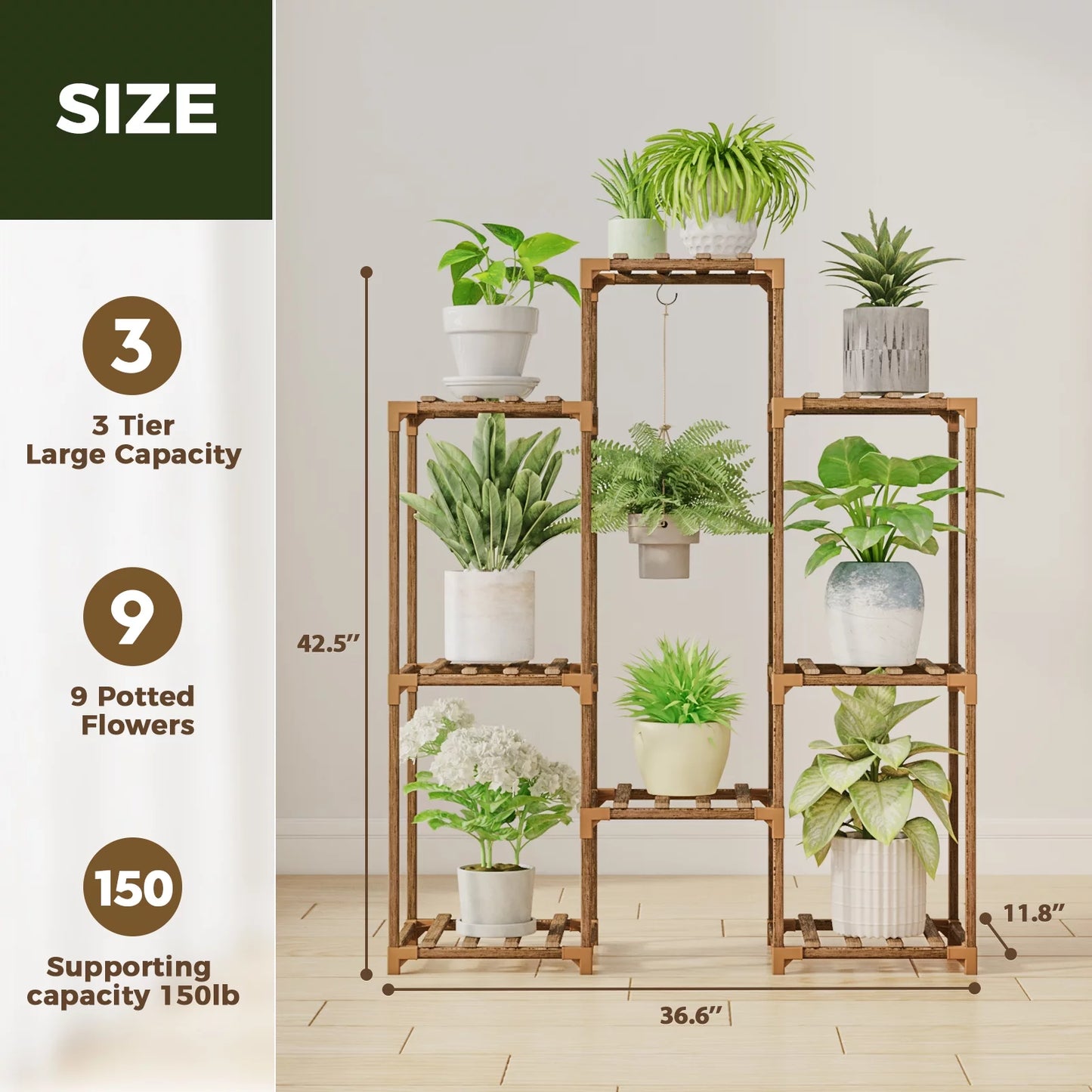 Plant Stand Outdoor Hanging Plant Shelf Indoor Tall Corner Plant Holder Ladder Plant Decor for Multiple Plants