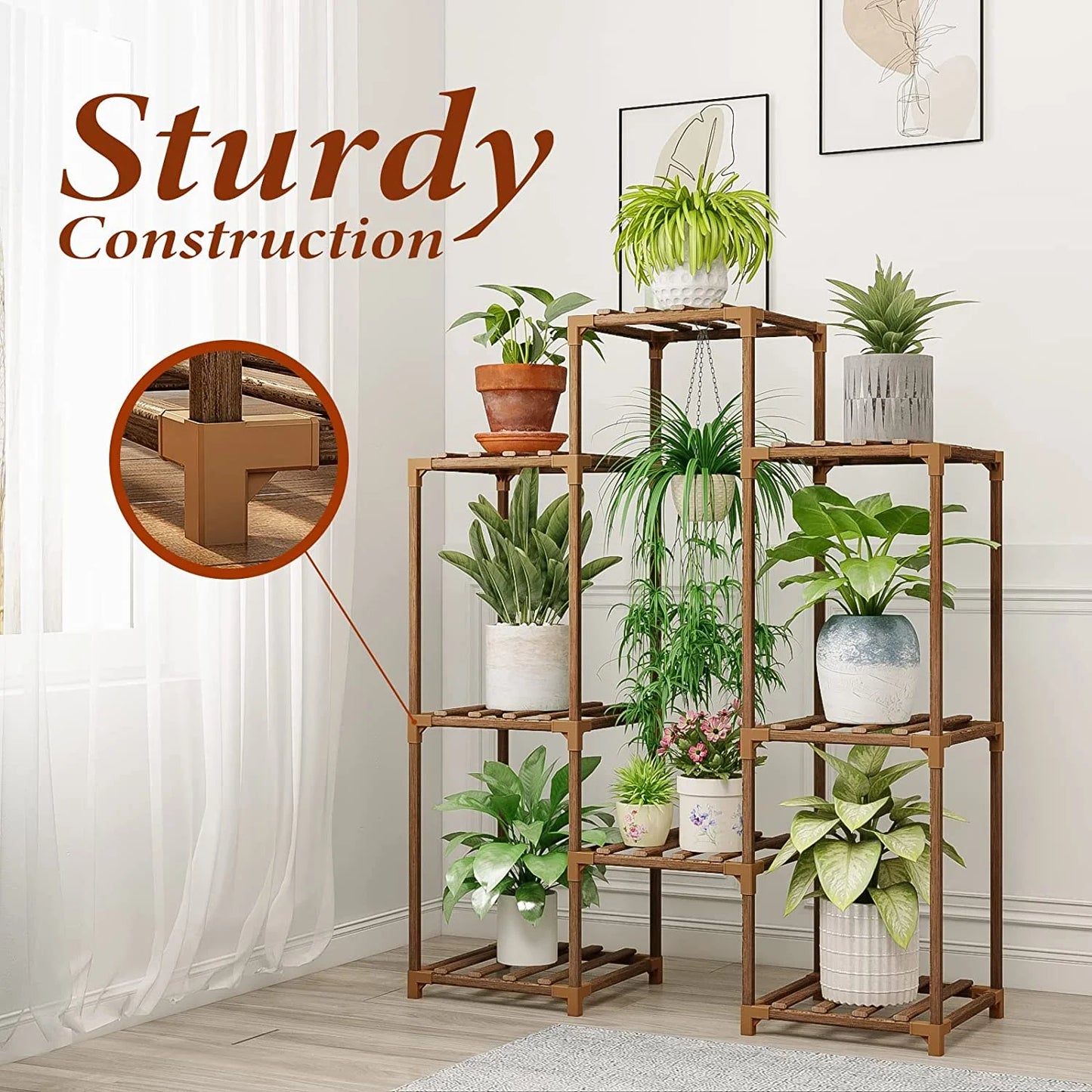 Plant Stand Outdoor Hanging Plant Shelf Indoor Tall Corner Plant Holder Ladder Plant Decor for Multiple Plants