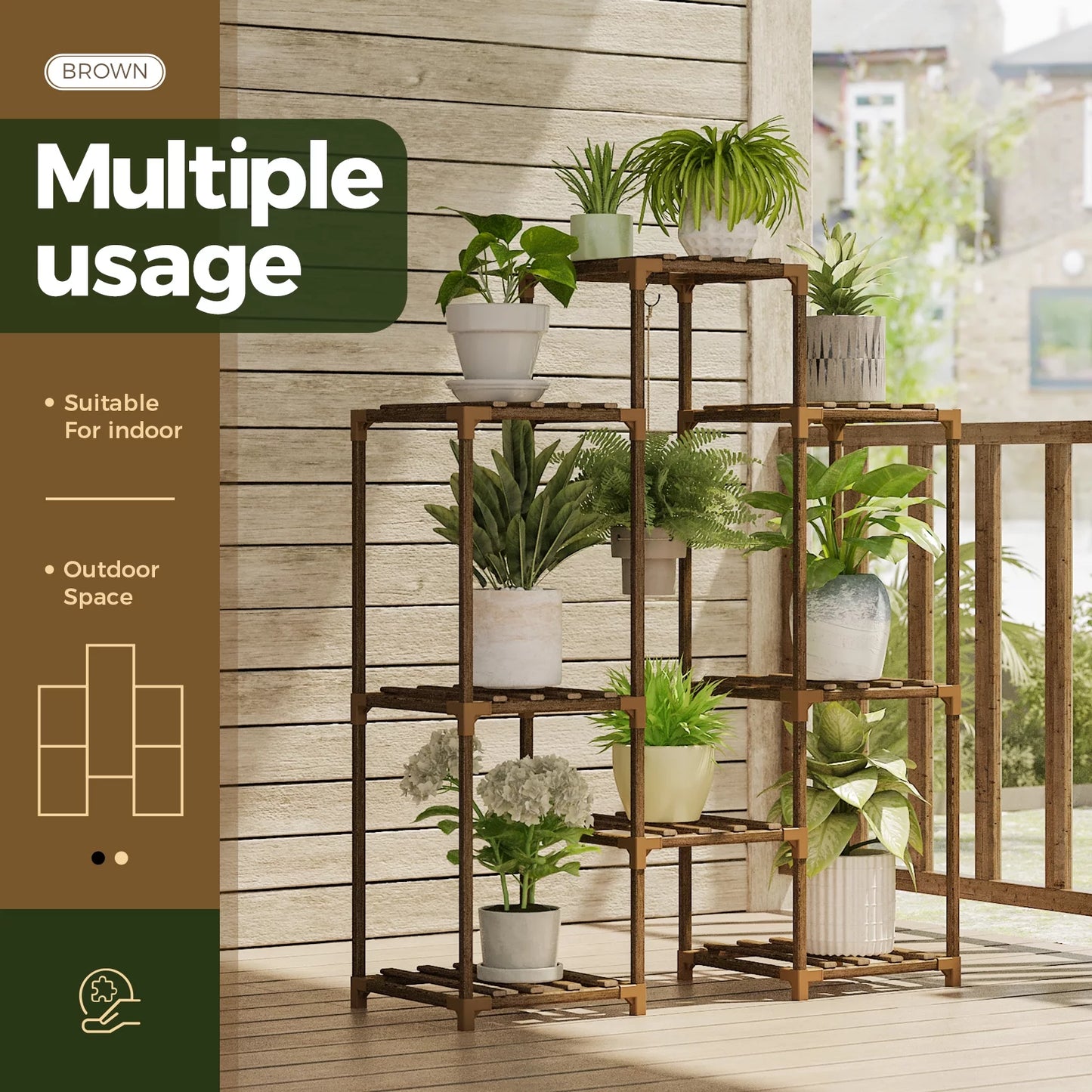 Plant Stand Outdoor Hanging Plant Shelf Indoor Tall Corner Plant Holder Ladder Plant Decor for Multiple Plants