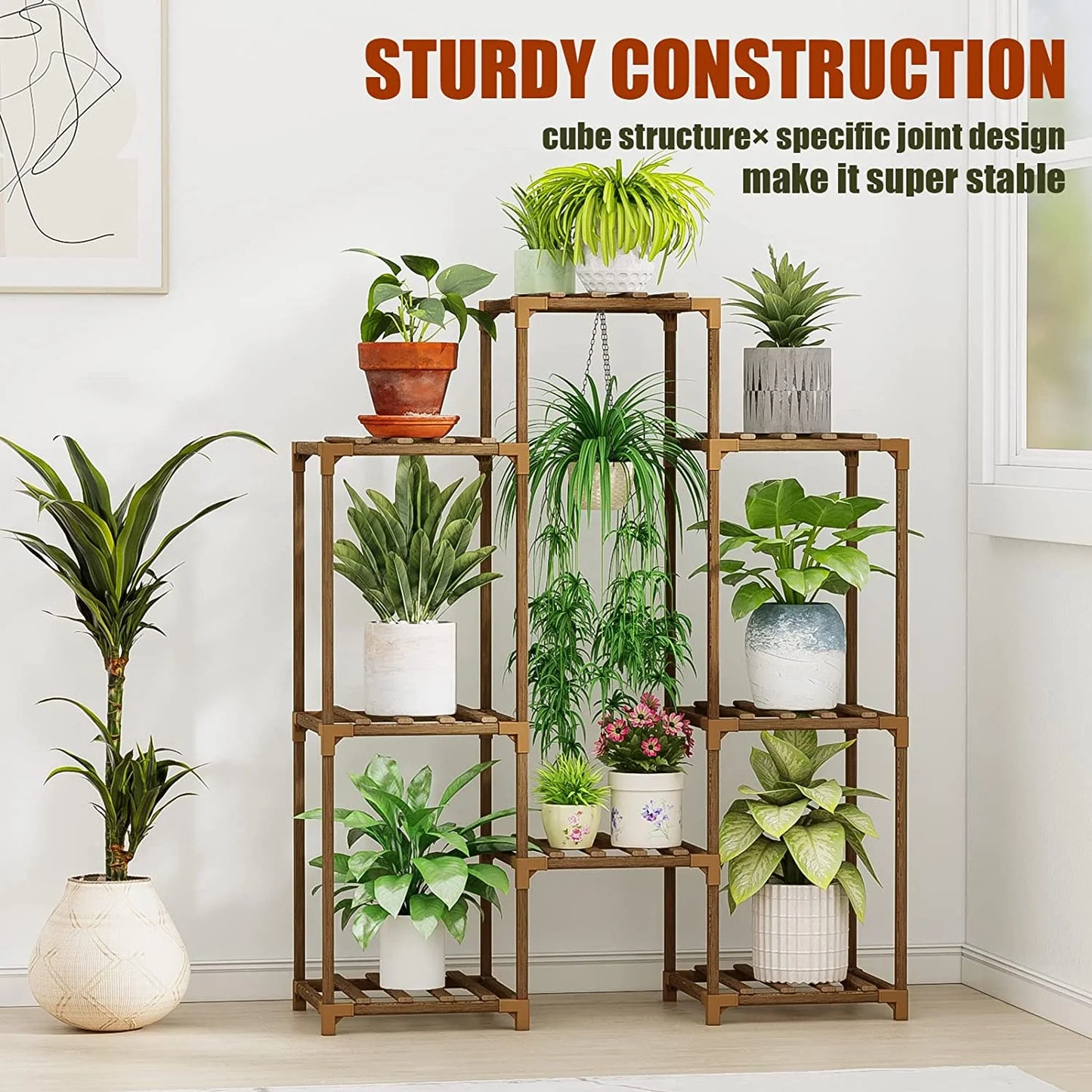 Plant Stand Outdoor Hanging Plant Shelf Indoor Tall Corner Plant Holder Ladder Plant Decor for Multiple Plants