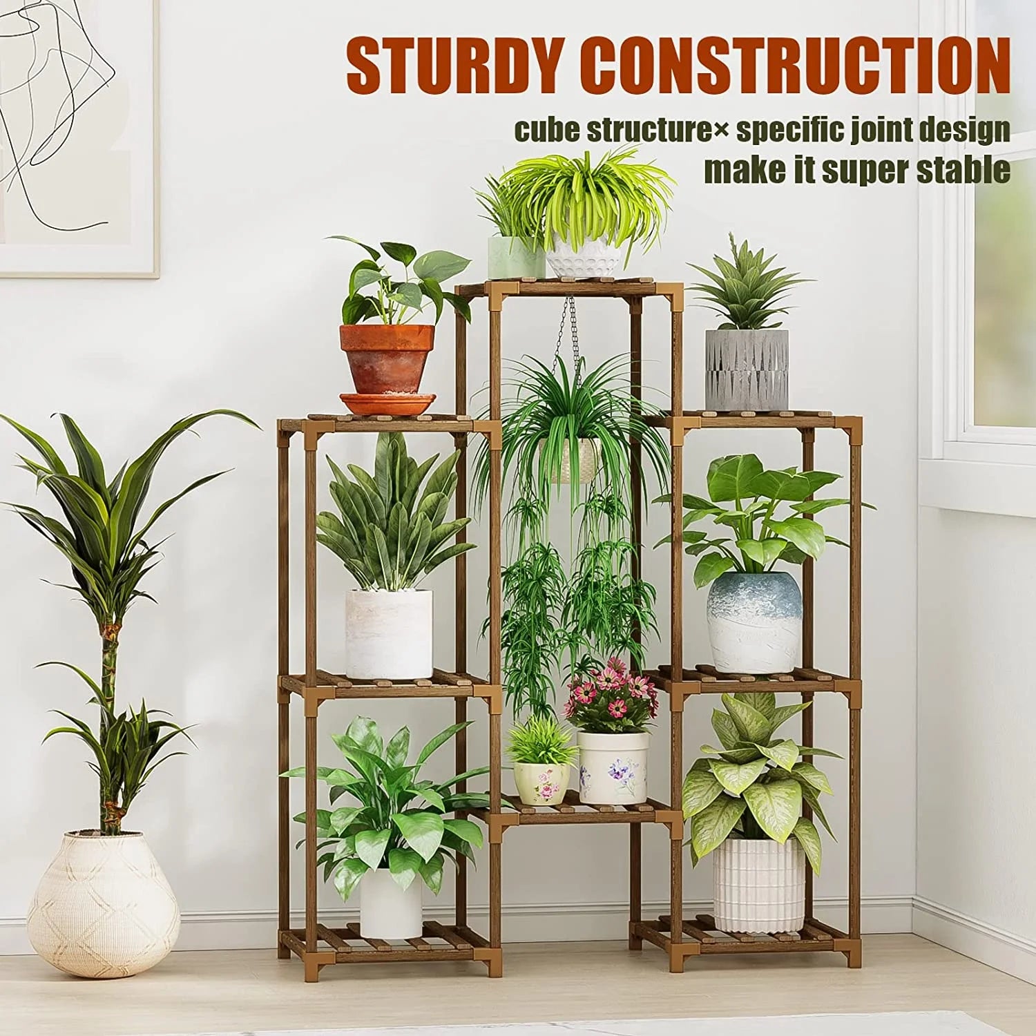 Plant Stand Outdoor Hanging Plant Shelf Indoor Tall Corner Plant Holder Ladder Plant Decor for Multiple Plants